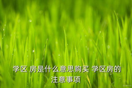  学区 房是什么意思购买 学区房的注意事项