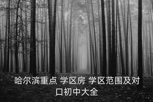  哈尔滨重点 学区房 学区范围及对口初中大全
