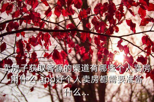 卖房子获取客源的渠道有哪些个人卖房用什么 app好个人卖房都需要准备什么...