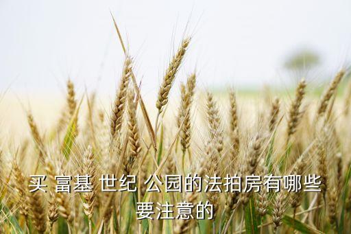 买 富基 世纪 公园的法拍房有哪些要注意的