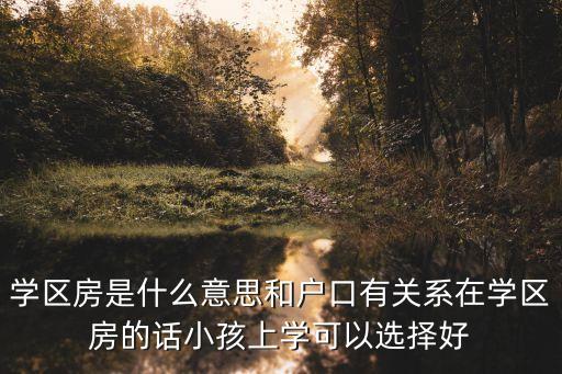 学区房是什么意思和户口有关系在学区房的话小孩上学可以选择好