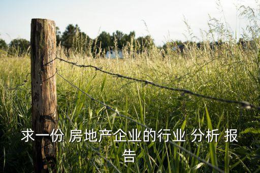 求一份 房地产企业的行业 分析 报告
