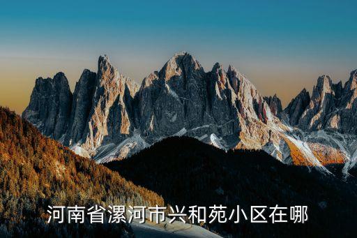 兴和苑是什么学区房，河南省漯河市兴和苑小区在哪