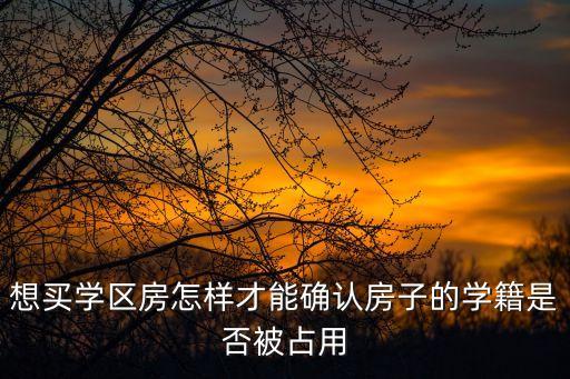 想买学区房怎样才能确认房子的学籍是否被占用