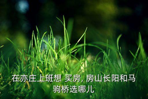 在亦庄上班想 买房, 房山长阳和马驹桥选哪儿