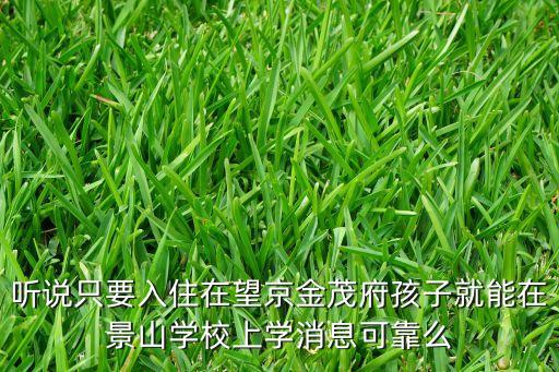 听说只要入住在望京金茂府孩子就能在景山学校上学消息可靠么