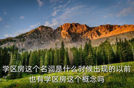 学区房这个名词是什么时候出现的以前也有学区房这个概念吗