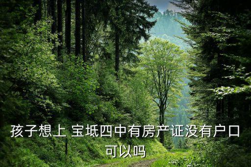 孩子想上 宝坻四中有房产证没有户口可以吗