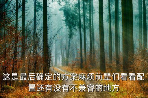 这是最后确定的方案麻烦前辈们看看配置还有没有不兼容的地方