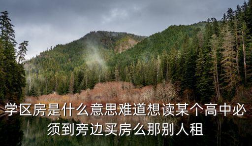 学区房是什么意思难道想读某个高中必须到旁边买房么那别人租