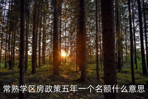 常熟学区房政策五年一个名额什么意思