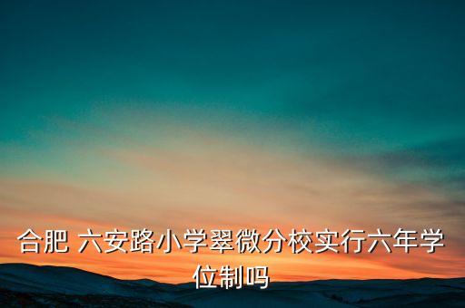 合肥 六安路小学翠微分校实行六年学位制吗