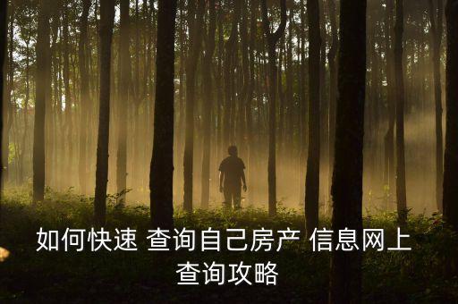 如何快速 查询自己房产 信息网上 查询攻略