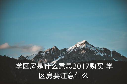  学区房是什么意思2017购买 学区房要注意什么
