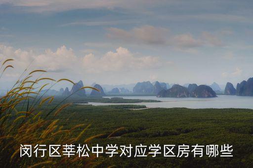 闵行区莘松中学对应学区房有哪些