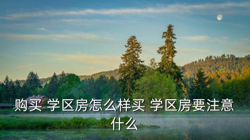 购买 学区房怎么样买 学区房要注意什么