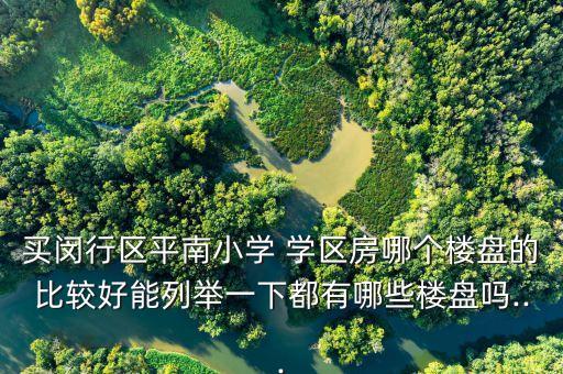 买闵行区平南小学 学区房哪个楼盘的比较好能列举一下都有哪些楼盘吗...
