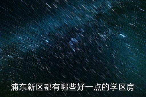 浦东新区都有哪些好一点的学区房