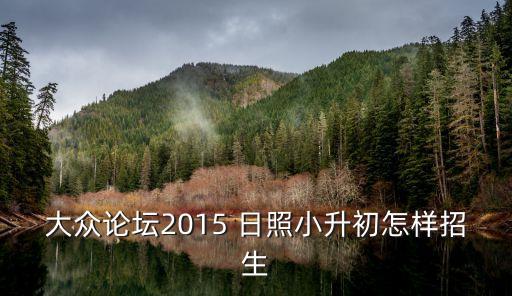 大众论坛2015 日照小升初怎样招生