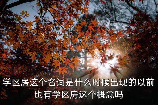 学区房这个名词是什么时候出现的以前也有学区房这个概念吗