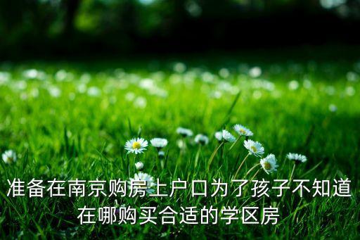 准备在南京购房上户口为了孩子不知道在哪购买合适的学区房