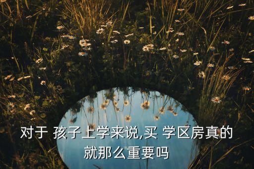对于 孩子上学来说,买 学区房真的就那么重要吗