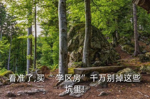 看准了,买“ 学区房”千万别掉这些坑里!