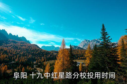  阜阳 十九中红星路分校投用时间