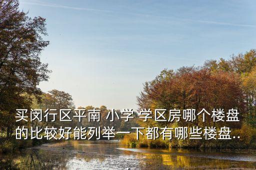 买闵行区平南 小学 学区房哪个楼盘的比较好能列举一下都有哪些楼盘...