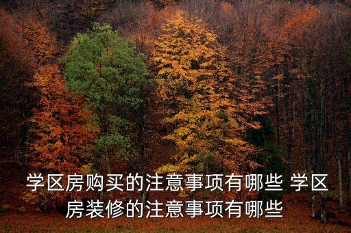  学区房购买的注意事项有哪些 学区房装修的注意事项有哪些