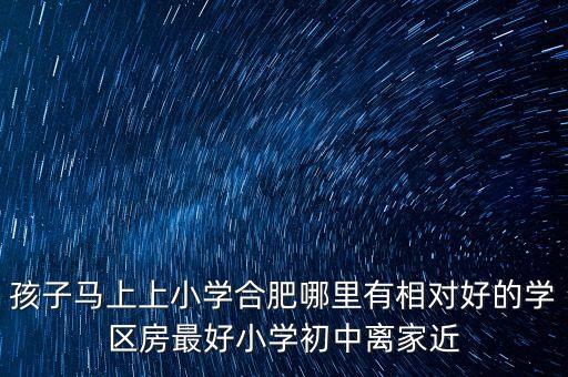 孩子马上上小学合肥哪里有相对好的学区房最好小学初中离家近