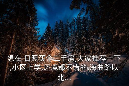 想在 日照买个二手房,大家推荐一下,小区上学,环境都不错的,海曲路以北...