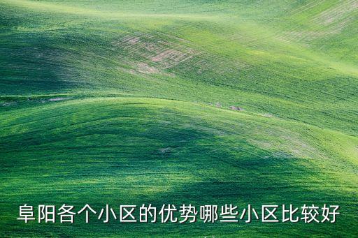 阜阳各个小区的优势哪些小区比较好