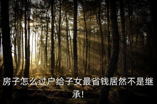 房子怎么过户给子女最省钱居然不是继承!