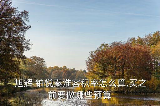  旭辉 铂悦秦淮容积率怎么算,买之前要做哪些预算