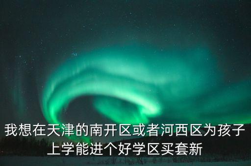我想在天津的南开区或者河西区为孩子上学能进个好学区买套新