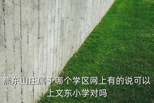 燕东山庄属于哪个学区网上有的说可以上文东小学对吗