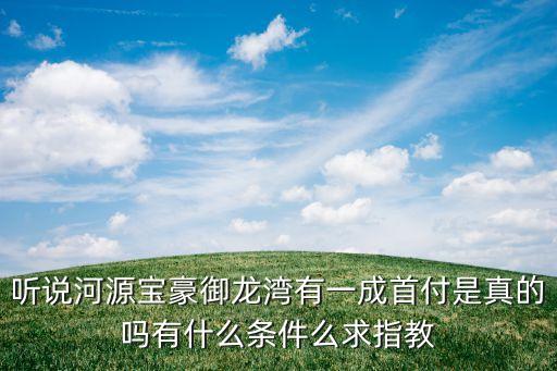听说河源宝豪御龙湾有一成首付是真的吗有什么条件么求指教