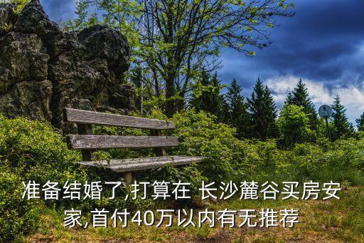 准备结婚了,打算在 长沙麓谷买房安家,首付40万以内有无推荐