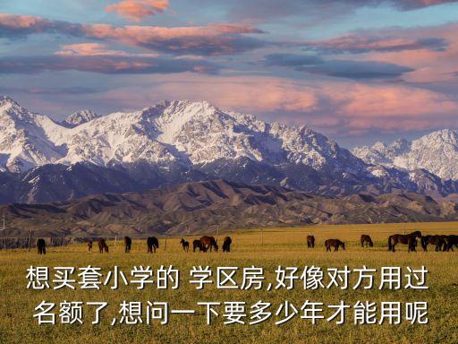 想买套小学的 学区房,好像对方用过 名额了,想问一下要多少年才能用呢