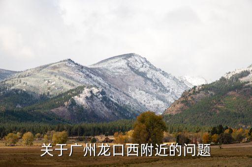 关于广州龙口西附近的问题