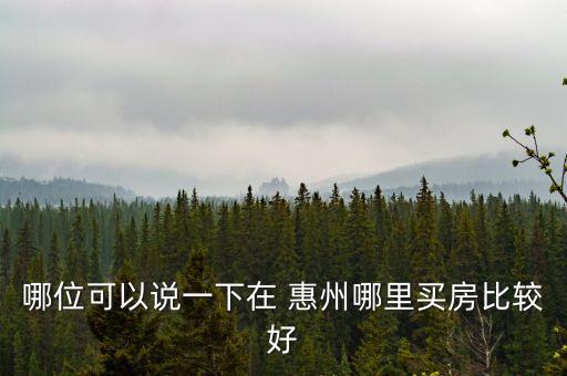 哪位可以说一下在 惠州哪里买房比较好