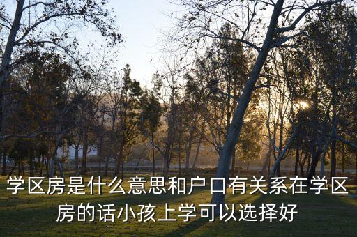 学区房是什么意思和户口有关系在学区房的话小孩上学可以选择好