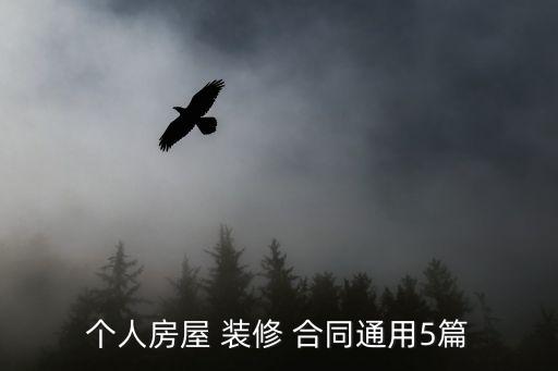 个人房屋 装修 合同通用5篇