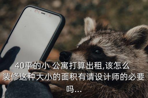 40平的小 公寓打算出租,该怎么 装修这种大小的面积有请设计师的必要吗...