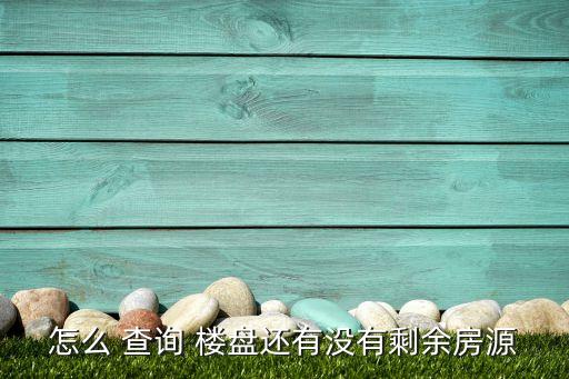 怎么 查询 楼盘还有没有剩余房源