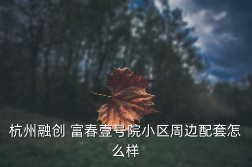 杭州融创 富春壹号院小区周边配套怎么样