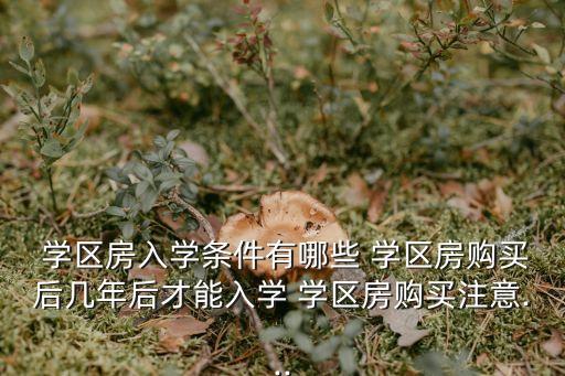  学区房入学条件有哪些 学区房购买后几年后才能入学 学区房购买注意...