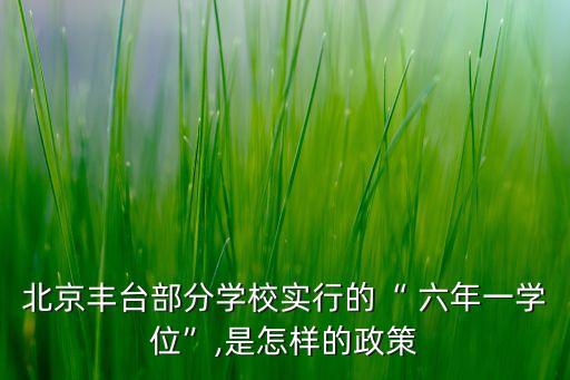 北京丰台部分学校实行的“ 六年一学位”,是怎样的政策