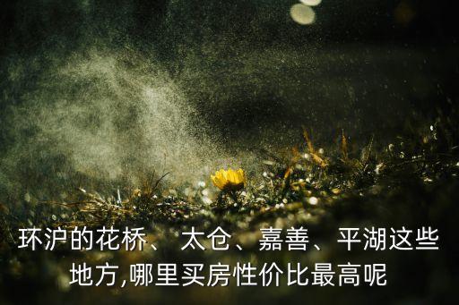 环沪的花桥、 太仓、嘉善、平湖这些地方,哪里买房性价比最高呢